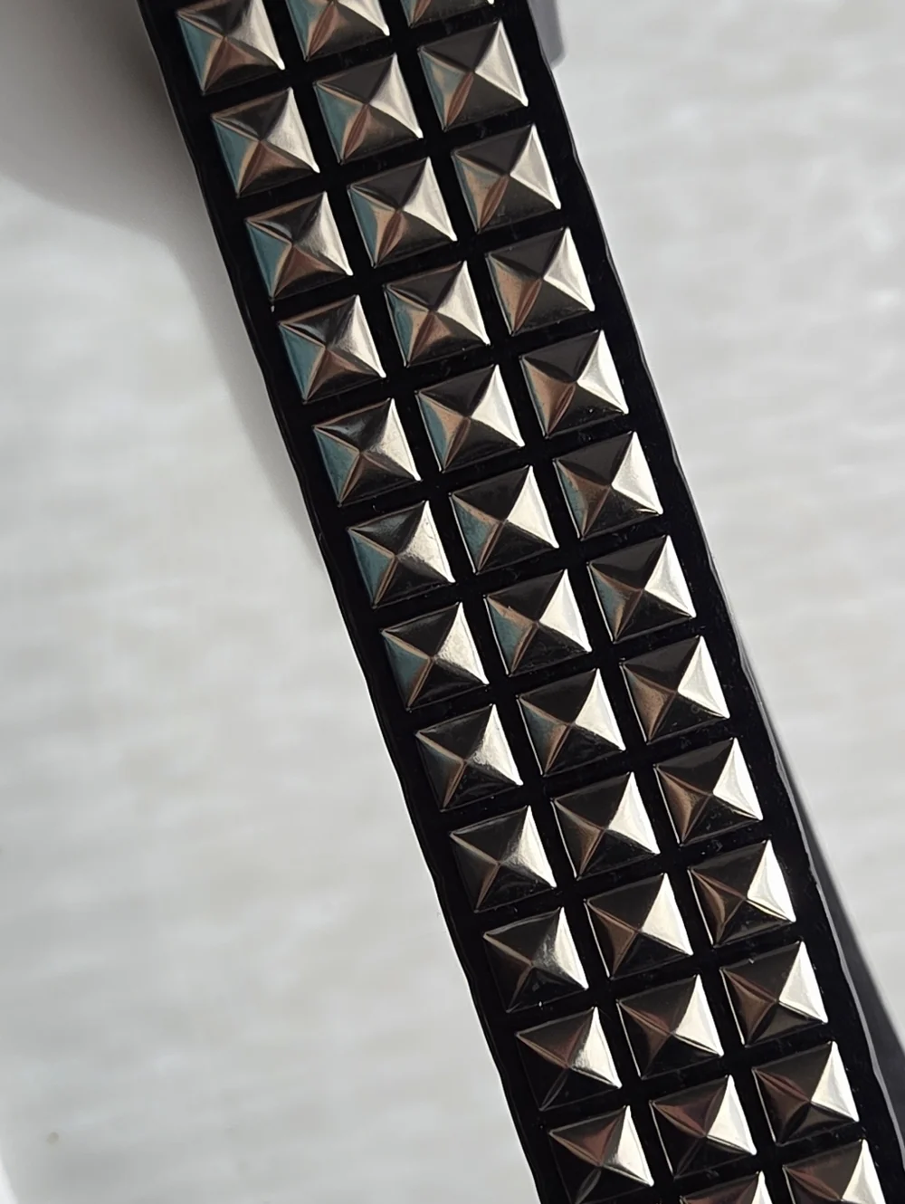 Black Studded Leather Belt with Silver Pyramid Studs